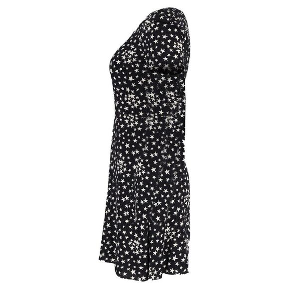 Saint Laurent Mini Star Print Dress in Black Viscose - Picture 2 of 3